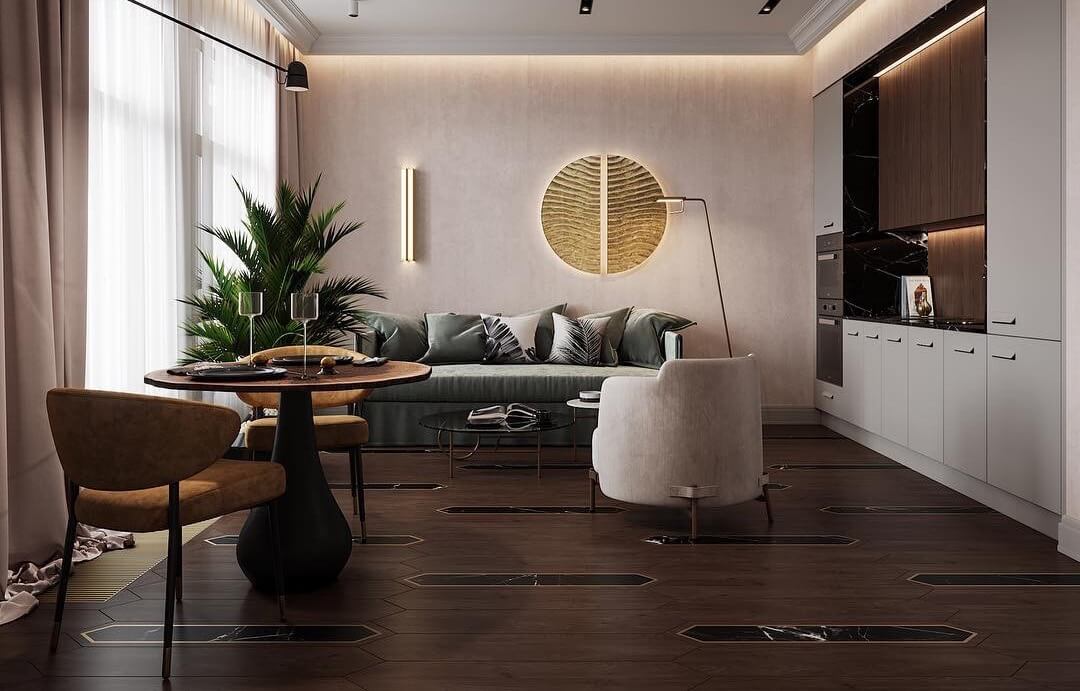 Паркет с камнем